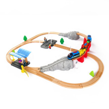 High Quality Wooden Train Set Educational Assembled Kids Toy Train Station Style with Electric Locomotive Railway Model